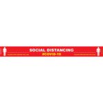 RED BEHIND LINE - 800MM X 80MM SOCIAL DISTANCING STRIPS