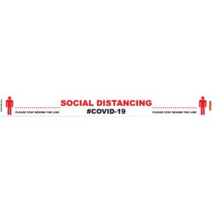 WHITE BEHIND LINE - 800MM X 80MM SOCIAL DISTANCING STRIPS