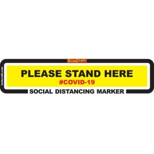 YELLOW STAND HERE - 450MM X 110MM SOCIAL DISTANCING STRIPS