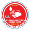 RED SANITISE HERE - 170MM ROUND AWARENESS GRAPHIC