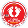 RED FEET STAND HERE - 300MM ROUND SOCIAL DISTANCING GRAPHIC