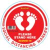 RED FEET STAND HERE - 400MM ROUND SOCIAL DISTANCING GRAPHIC