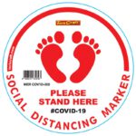 WHITE FEET STAND HERE - 300MM ROUND SOCIAL DISTANCING GRAPHIC