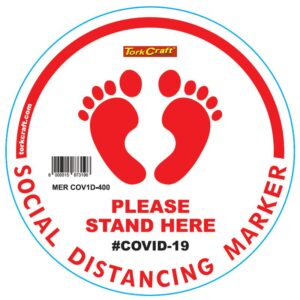 WHITE FEET STAND HERE - 400MM ROUND SOCIAL DISTANCING GRAPHIC
