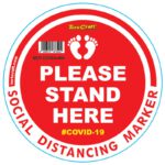 RED SMALL FEET STAND HERE - 400MM ROUND SOCIAL DISTANCING GRAPHIC