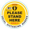 YELLOW SMALL FEET STAND HERE - 300MM ROUND SOCIAL DISTANCING GRAPHIC