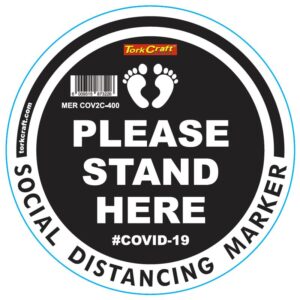 BLACK SMALL FEET STAND HERE - 400MM ROUND SOCIAL DISTANCING GRAPHIC