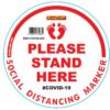 WHITE SMALL FEET STAND HERE - 300MM ROUND SOCIAL DISTANCING GRAPHIC