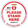 WHITE SMALL FEET STAND HERE - 400MM ROUND SOCIAL DISTANCING GRAPHIC