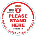 WHITE SMALL FEET STAND HERE - 400MM ROUND SOCIAL DISTANCING GRAPHIC