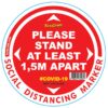 RED 1.5M APART - 300MM ROUND SOCIAL DISTANCING GRAPHIC