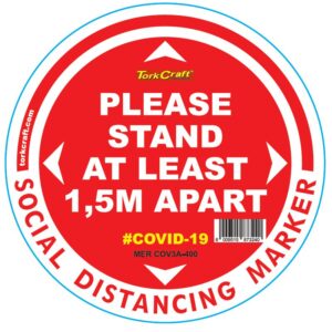 RED 1.5M APART - 400MM ROUND SOCIAL DISTANCING GRAPHIC
