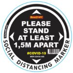 BLACK 1.5M APART - 300MM ROUND SOCIAL DISTANCING GRAPHIC