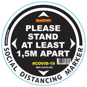 BLACK 1.5M APART - 300MM ROUND SOCIAL DISTANCING GRAPHIC