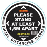 BLACK 1.5M APART - 400MM ROUND SOCIAL DISTANCING GRAPHIC