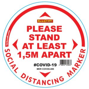 WHITE 1.5M APART - 300MM ROUND SOCIAL DISTANCING GRAPHIC
