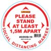 WHITE 1.5M APART - 400MM ROUND SOCIAL DISTANCING GRAPHIC