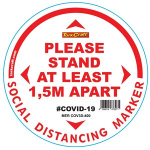 WHITE 1.5M APART - 400MM ROUND SOCIAL DISTANCING GRAPHIC