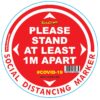 RED 1M APART - 300MM ROUND SOCIAL DISTANCING GRAPHIC