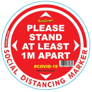 RED 1M APART - 300MM ROUND SOCIAL DISTANCING GRAPHIC