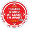 RED 1M APART - 400MM ROUND SOCIAL DISTANCING GRAPHIC