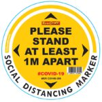 YELLOW 1M APART - 300MM ROUND SOCIAL DISTANCING GRAPHIC