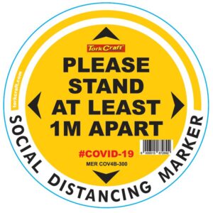 YELLOW 1M APART - 300MM ROUND SOCIAL DISTANCING GRAPHIC