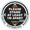 BLACK 1M APART - 300MM ROUND SOCIAL DISTANCING GRAPHIC