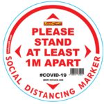 WHITE 1M APART - 300MM ROUND SOCIAL DISTANCING GRAPHIC