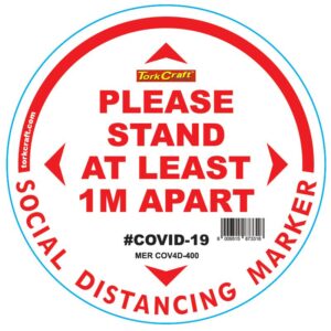 WHITE 1M APART - 400MM ROUND SOCIAL DISTANCING GRAPHIC