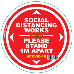 DOUBLE RED 1M APART - 300MM ROUND SOCIAL DISTANCING GRAPHIC