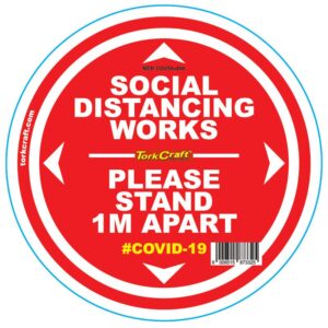 DOUBLE RED 1M APART - 400MM ROUND SOCIAL DISTANCING GRAPHIC