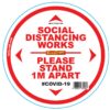 DOUBLE WHITE 1M APART - 300MM ROUND SOCIAL DISTANCING GRAPHIC