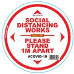 DOUBLE WHITE 1M APART - 300MM ROUND SOCIAL DISTANCING GRAPHIC