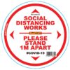 DOUBLE WHITE 1M APART - 400MM ROUND SOCIAL DISTANCING GRAPHIC