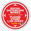 DOUBLE RED 1.5M APART - 300MM ROUND SOCIAL DISTANCING GRAPHIC