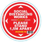 DOUBLE RED 1.5M APART - 300MM ROUND SOCIAL DISTANCING GRAPHIC