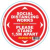 DOUBLE RED 1.5M APART - 400MM ROUND SOCIAL DISTANCING GRAPHIC