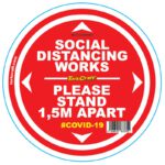 DOUBLE RED 1.5M APART - 400MM ROUND SOCIAL DISTANCING GRAPHIC