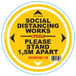 DOUBLE YELLOW 1.5M APART - 300MM ROUND SOCIAL DISTANCING GRAPHIC
