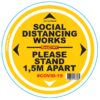 DOUBLE YELLOW 1.5M APART - 400MM ROUND SOCIAL DISTANCING GRAPHIC