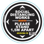DOUBLE BLACK 1.5M APART - 400MM ROUND SOCIAL DISTANCING GRAPHIC
