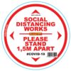 DOUBLE WHITE 1.5M APART - 300MM ROUND SOCIAL DISTANCING GRAPHIC