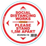 DOUBLE WHITE 1.5M APART - 300MM ROUND SOCIAL DISTANCING GRAPHIC