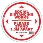 DOUBLE WHITE 1.5M APART - 400MM ROUND SOCIAL DISTANCING GRAPHIC