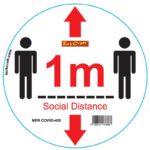 WHITE 1M DBL ARROW - 300MM ROUND SOCIAL DISTANCING GRAPHIC
