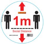 WHITE 1M DBL ARROW - 400MM ROUND SOCIAL DISTANCING GRAPHIC
