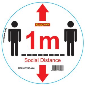WHITE 1M DBL ARROW - 400MM ROUND SOCIAL DISTANCING GRAPHIC