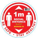 RED 1M DBL ARROW FILLED - 400MM ROUND SOCIAL DISTANCING GRAPHIC