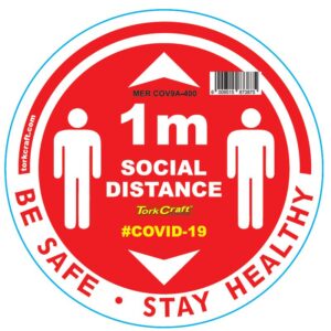 RED 1M DBL ARROW FILLED - 400MM ROUND SOCIAL DISTANCING GRAPHIC